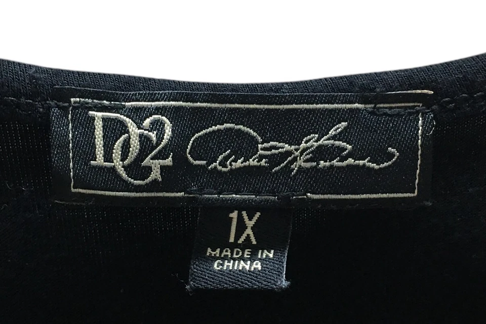 Top para mujer DG2 Diane Gilman talla 1X rosa floral delantero negro trasero sin mangas Foto 4 de 4