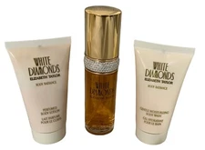 White Diamonds Perfume (1 Oz) by Elizabeth Taylor, Body Wash, and Lotion Lot