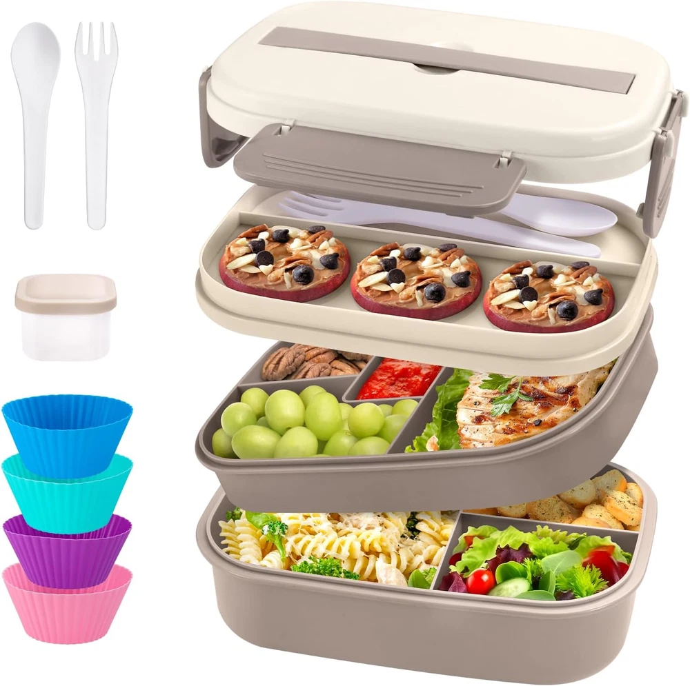 Bento Box Adult Lunch Box, Stackable Lunch Container for Adults Men Women Kids,