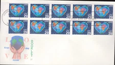 1991 FDC - Scott# 2536c - Booklet Pane - Love (Earth) Issue - Farnam Cachet