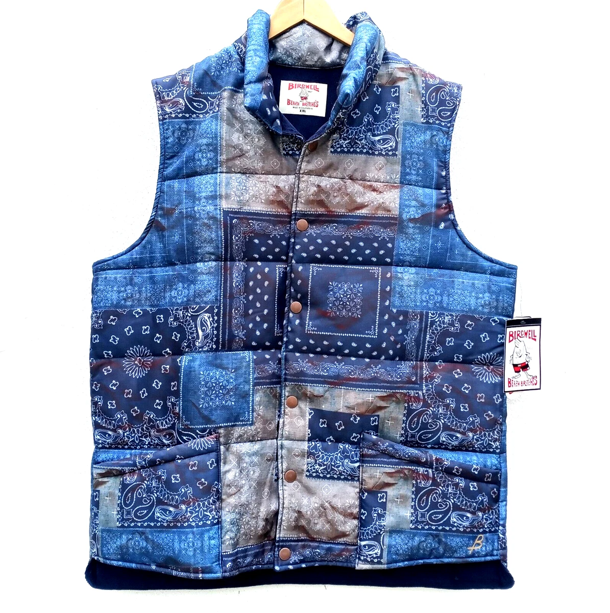 BIRDWELL BEACH BRITCHES VEST Men's XXL/2XL Bandana Patchwork