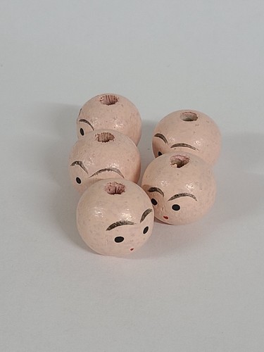 5 Pack - NOS 3/4" Round Wooden Wood Doll Heads / Beads Crafts Macrame Projects - Picture 4 of 4