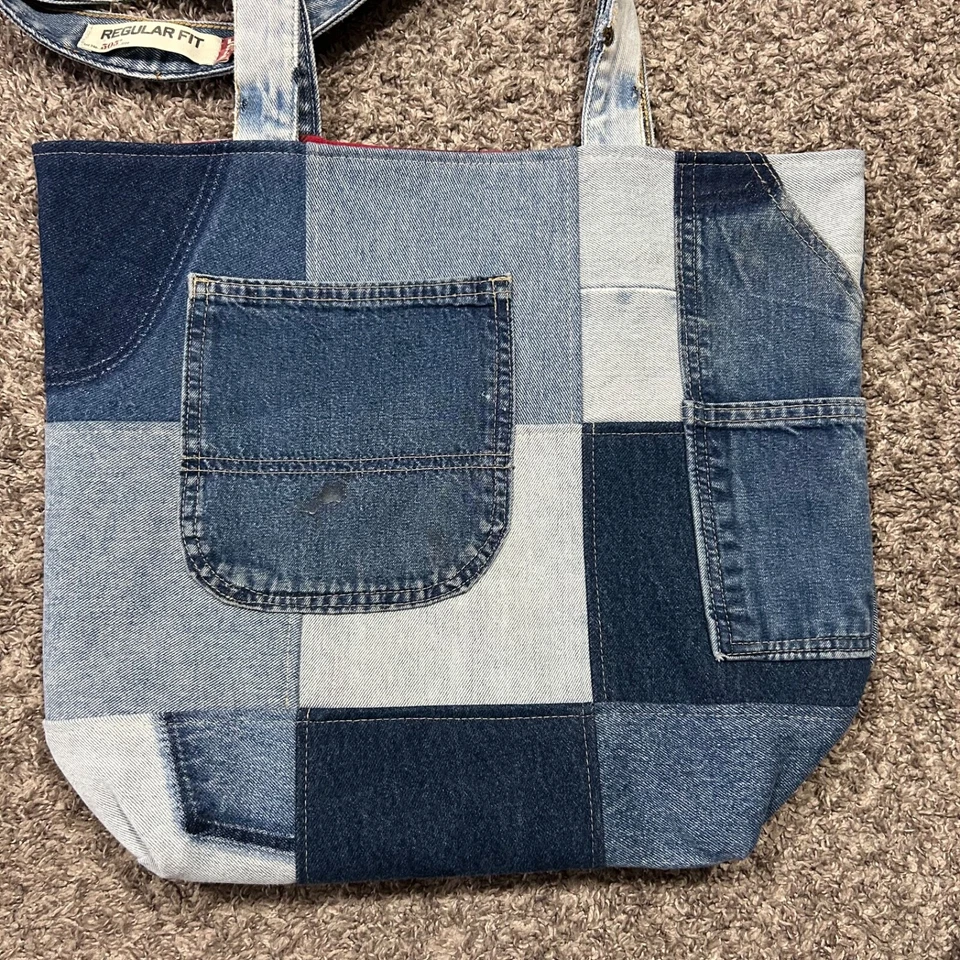 Jeans de carpintero de mezclilla con retazos hechos a mano Dickies Bag años 90 y2k 11,5x6x15 Foto 4 de 4