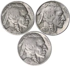 BUFFALO Indian Head Nickel lot (3) Coins with FULL DATES - Native American Lot