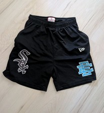 Eric Emanuel Youth Medium Black Mesh Athletic Shorts Sox logo