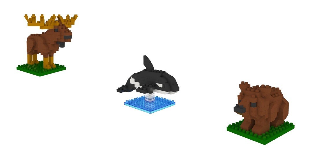 The Mini Block ALASKA MYSTERY Mini Block Pack ORCA KILLER WHALE, MOOSE & BEAR