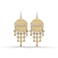 Ornament Ohrringe Damen 18K Vergoldet Gold Filigran Orientalisch Ohrschmuck