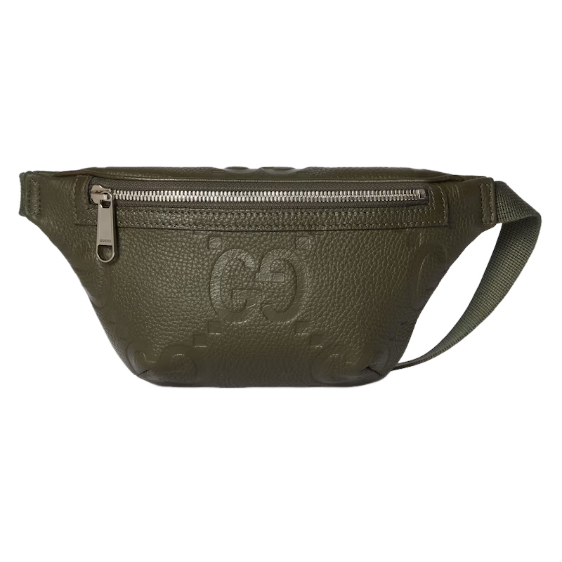 GUCCI Jumbo GG Small $1550 Dark Green Leather Belt Bag New