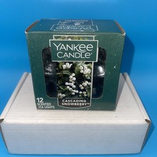 BOX of 12- Yankee Candle -CASCADING SNOWBERRY-- Scented Tea Lights RARE New HTF