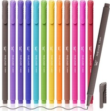 Fineliner Pens Colored, 12 Pack, Bible Journaling Pen, Ergonomic Triangular Colo