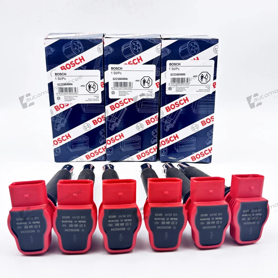 6PCS OEM Audi 3.0 3.2 FSI A4 A5 A6 Q5 Q7 Bosch Red Top Ignition Coil Packs NEW - Image 3 of 4