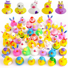 50PCS Easter Rubber Ducks Assorted Gifts Party Favors ,Resurrection Bunny Rubber