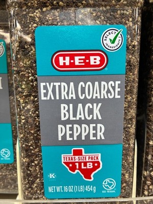 H E B Texas Originals Extra Coarse Black Pepper Spice Bbq 1lb Size 16oz HEB