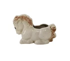 Vtg 1940's Shawnee Pottery Kneeling Horse Pony Planter Cream & Brown