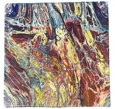 Quadro astratto originale "Colorfall" su tela vernice a versamento fluido 10 x 10 x 0,75