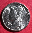 1945 Choice Uncirculated US Mercury SILVER Dime "Philadelphia" Mint! Old Coin!