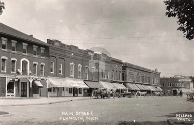 Street View Main St., Plymouth MI Michigan #1 RPPC Photo Postcard COPY