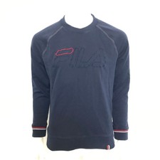 Fila Men's Classic Logo Crew Neck Sweatshirt Navy Blue Sz M