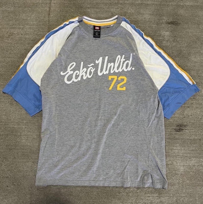 Ecko Unltd. 72 Logo Graphic Raglan Crew Neck T-Shirt Men s XL Gray Blue White