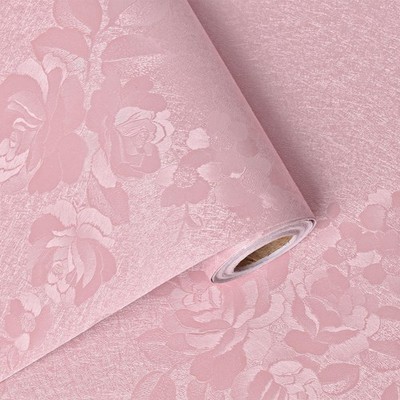 Latvo Pink Wallpaper Silk Embossed Floral Pink Paper Peel and Stick Self Adhe...