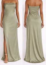 Show Me Your Mumu Taylor Tube Maxi Dress XL Moss Green Satin