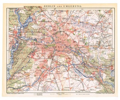 BERLIN dated 1905  Antique Original Vintage map city plan Germany
