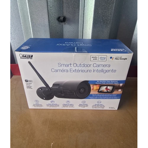 Feit Electric Smart Outdoor Wi-Fi Security Camera 1080p Black Alexa/Google
