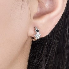 Women Casual Hoop Earrings Black Enamel Star Earrings Star Crystal Rhinestone ;