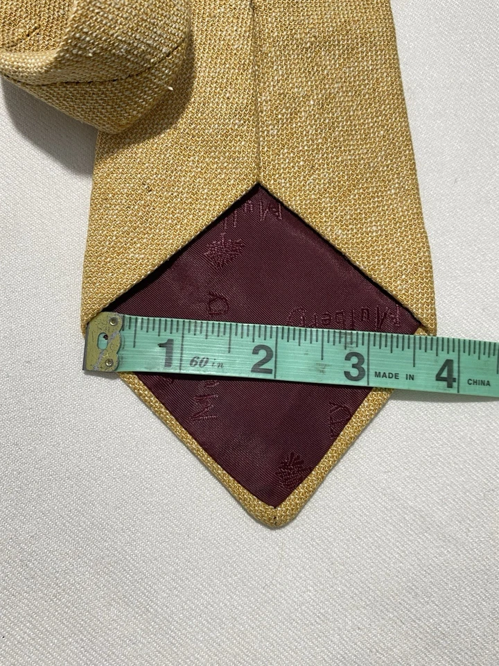 MULBERRY. YELLOW LINEN MEN’S TIE MADE IN ENGLAND EX CON - Image 3 of 4