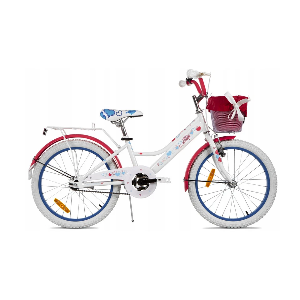 LILY 20" Kinderfahrrad Mädchenfahrrad Fahrrad für Mädchen Kinderrad WEISS-ROT