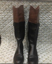 Women s Faux Leather Knee High Boots Size 7.5 Pre-Owned Black/Brown