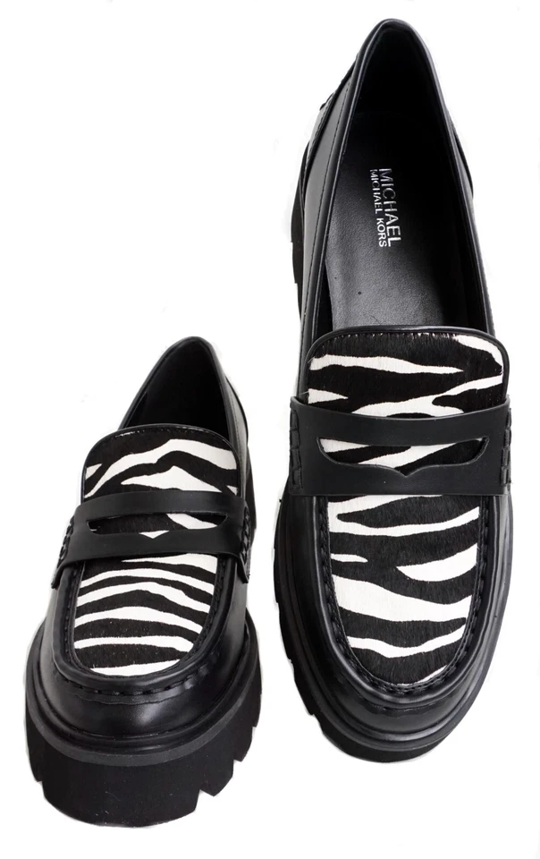 Michael Kors Chaussures Slipper Ballerine Holland Lug Mocassins Haircalf Gr.38, - Photo 3/4