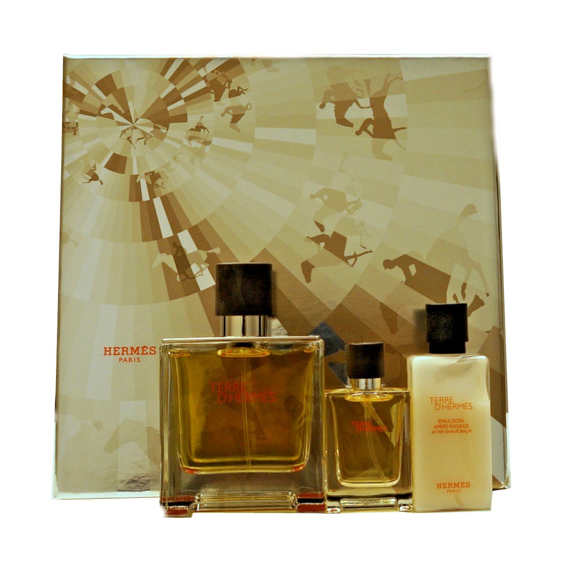 HERMES TERRE D'HERMES 3 PIECE GIFT SET PARFUM NATURAL SPRAY 75ML
