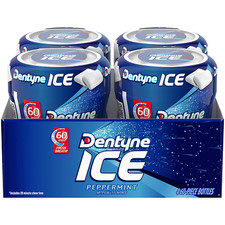 Dentyne Ice Peppermint Sugar Free Gum, 4 Bottles of 60 Pieces 240 Total Pieces 