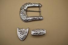 Cowboy/ western metal Belt Buckle Set - Flower at the end with swirls of leafs
