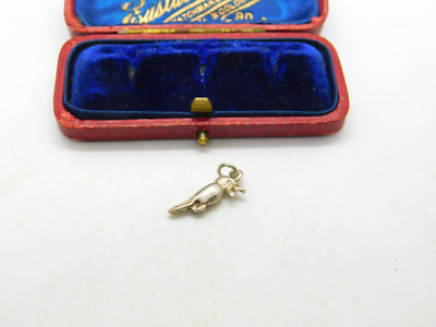 Sterling Silber lustiger kleiner Specht Vogel Charm Anhänger Vintage um 1970