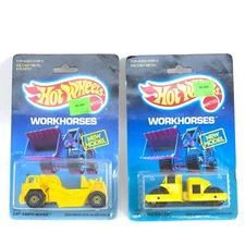 Hot Wheels Cat Earth Mover and Cat Road Roller Vintage Workhorses MOC 3715 3853