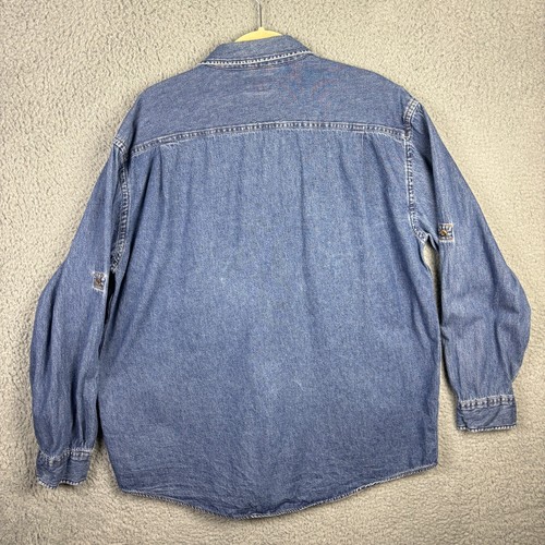 Vintage L.L. Bean Shirt Men's Large / L-Reg Blue Denim Long Sleeve Work Wear - Picture 2 of 17