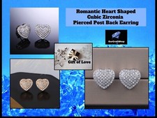 Heart Shaped Cubic Zirconia Romantic Shiny Stud Earrings Women Teens  Gift Box