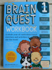 BRAIN QUEST Workbook gr. 1/1st AlmostNew, Colorful 320-pages,stickers,poster