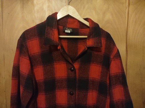 Vintage DAVID PAUL RED BUFFALO PLAID LIGHTWEIGHT FLEECE JACKET WOMEN Medium - Picture 3 of 7
