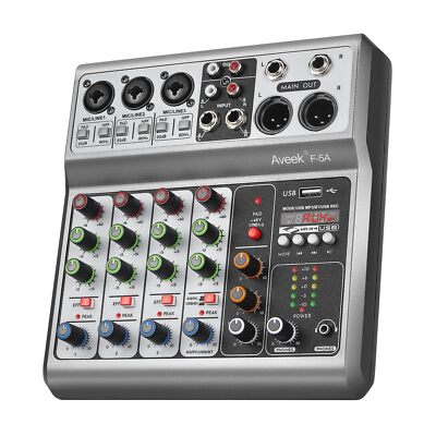 Professional Audio Mixer Sound Board Mixing Console with 5 Channel Digital US...
