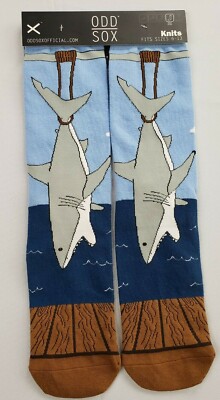 NEW! ODD SOX SHARK CATCH OCEAN BEACH  Crew Socks Men's Size 6-13 Fun Cute Gift