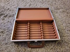 Vintage Service Mfg Co Cassette Brown Carry Case Tape Storage Holds 24 Tapes
