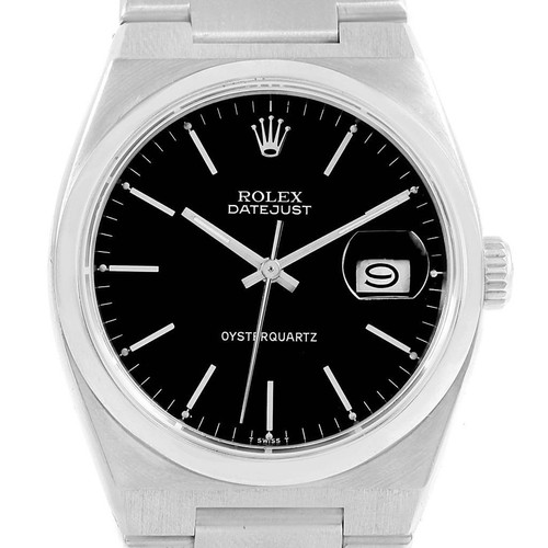 rolex oysterquartz datejust black dial vintage mens watch 17000