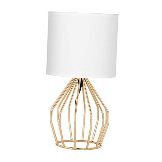 Table Lamp - Modern Style Desk Lamp with Hollowed Out Base Linen Fabric Gold-image