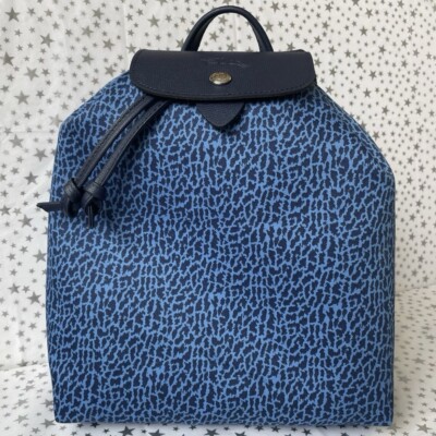 Genuine LONGCHAMP Blue Le Pliage Panther Print Backpack Bag NEW in Box  UK