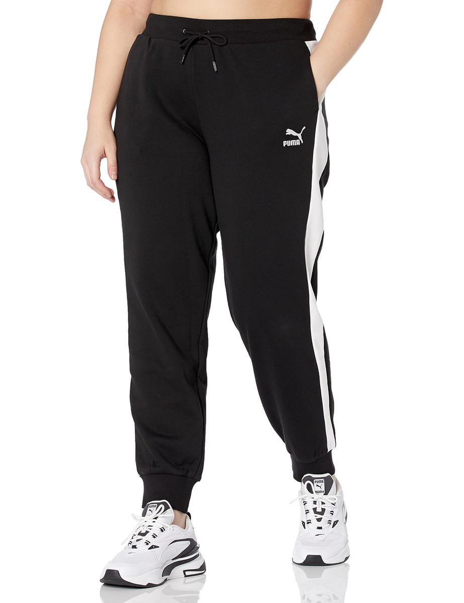 PUMA ESF-12594 Women's Plus Size Iconic T7 Track Pants, Black, 1X