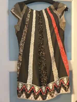 All Saints Aztec Dazzle Sequin Dress Size 4 US Olive Color | eBay