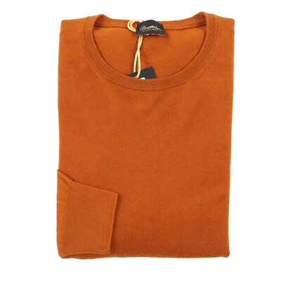 Drumohr Burnt Orange Lightweight Superfine Cashmere Sweater M (Eu 50) NWT $600